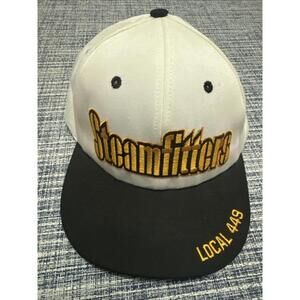Steamfitters Local Union White Hat Cap Adult Mens Black Yellow Adjustable